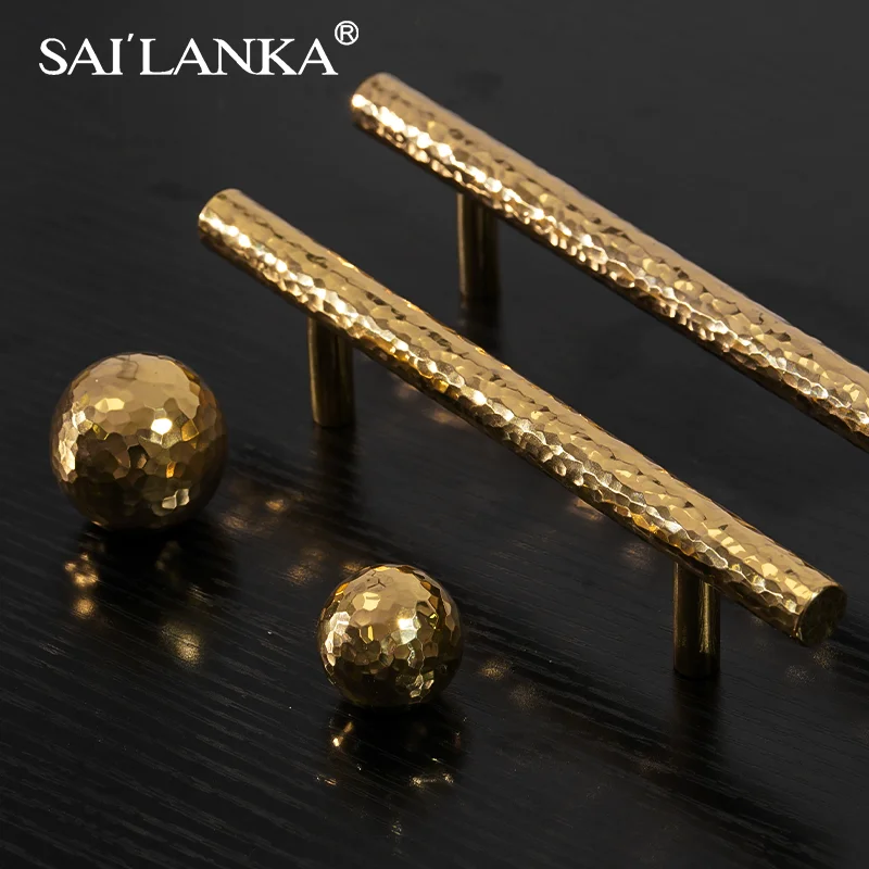 SAILANKA Brass Ball Furniture Handles Modern Minimalist Round Gold Drawer Knobs Wardrobe Pulls Kitchen Handle Solid Single Hole