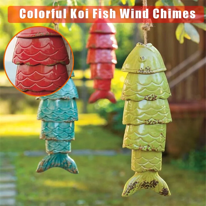 Colored Koi Fish Wind Chime Durable & Not Easy To Break And Fade Wind Chime Gifts for Mom Women Holiday