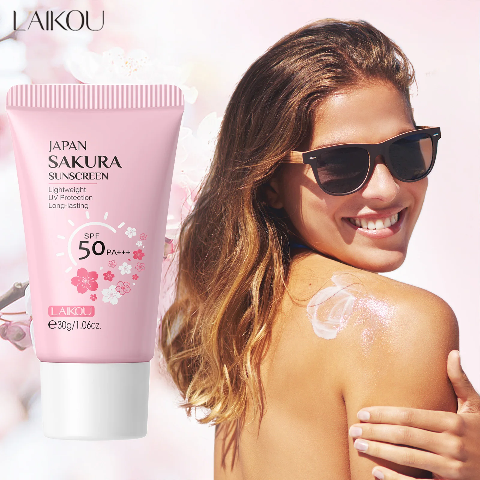 LAIKOU 페이셜 바디 썬스크린 크림 SPF50+ 리프레싱 방수 UV 프로텍터 컨실러 모이스춰라이징 브라이트닝 30g