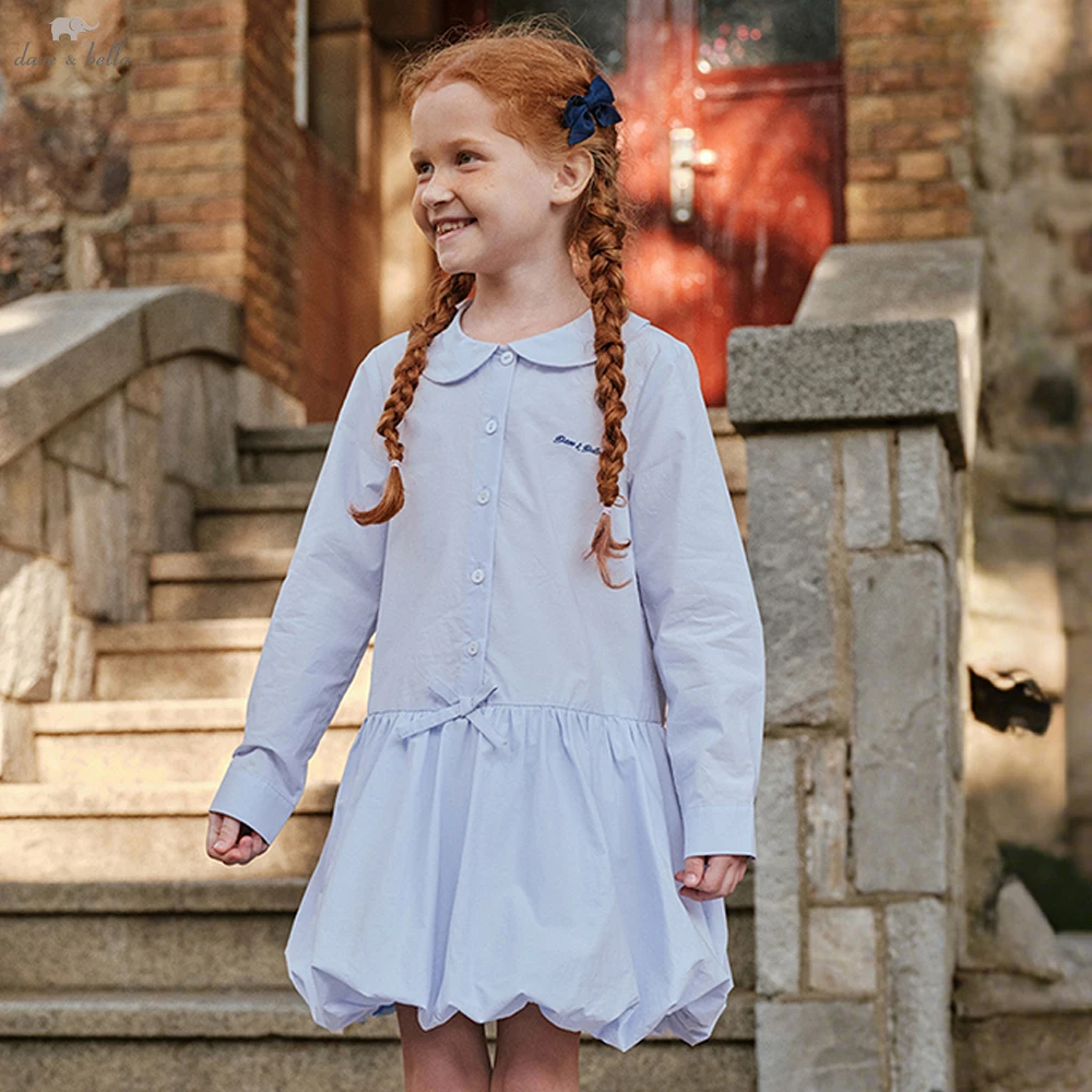 

Dave Bella Children's Apring Autumn Blouse Dress Girl's Cotton Long Sleeve Princess Dress Party Outdoor Clothes DK1260416
