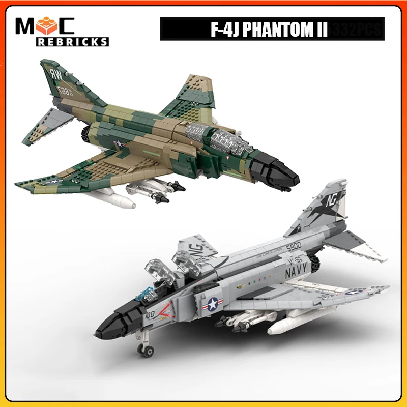 

Cold War Jet interceptors Fighter F-4J Phantom II combat bombers MOC Building Blocks Assembly Military Aircraft Model Bricks Toy