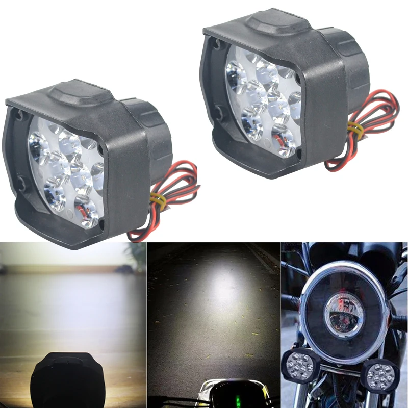 

1/2pcsMotorcycle Headlight High Brightness Auxiliary Spotlights Scooters Waterproof Modified Bulb with Switch Driving Fog Lights