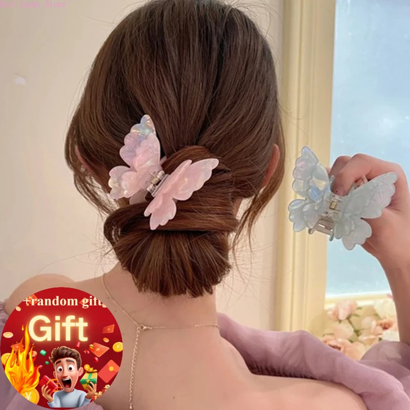 

Сказочная бабочка, коготь для волос, французский ретро ацетатный краб, заколка для волос, летняя милая заколка принцессы в виде акулы, спиральная шпилька, аксессуары для волос
