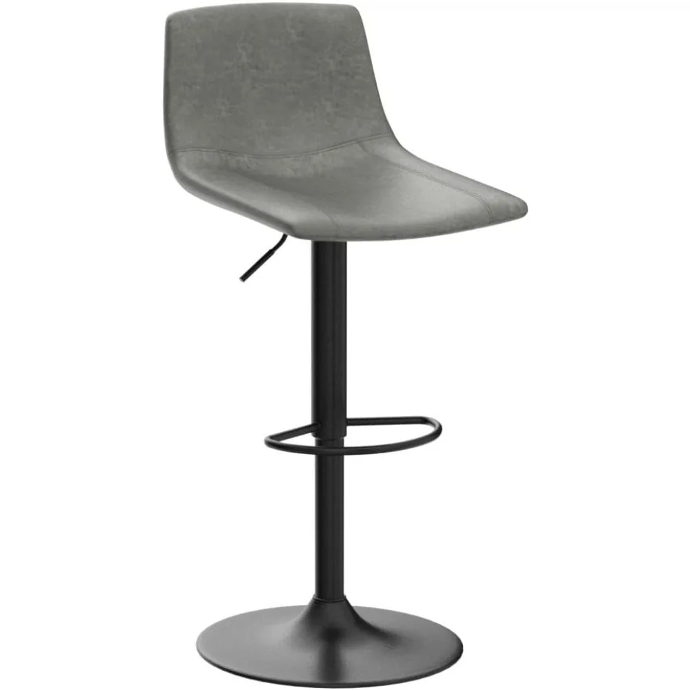 Bar Stools Set of 2, Armless Adjustable Swivel Barstools with Back and Footrest, PU Leather Counter Height Bar Chairs