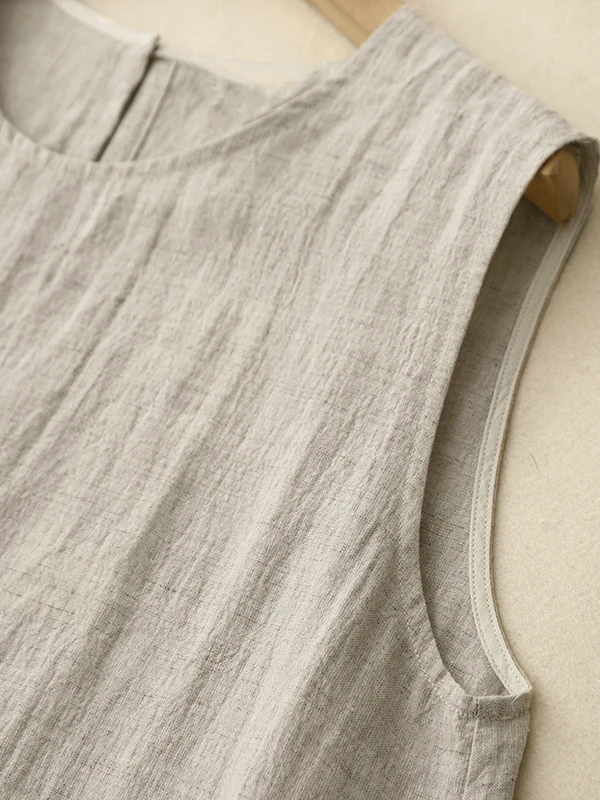 Cotton Linen Svel Casual Versatile Mid-Length Summer Dr Korean Sle Commute Soft Medium A-Line Skirt round Ne