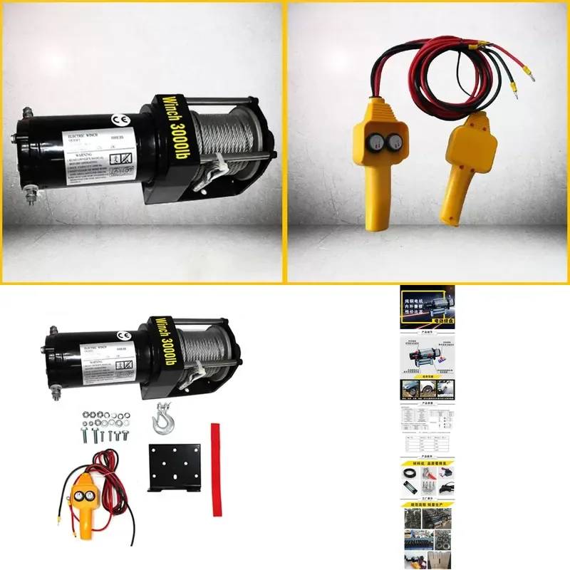 for 3000 lbs Electric Car Winch 12V 24V Off Road Vehicle Self Rescue Tool Tractor Escape