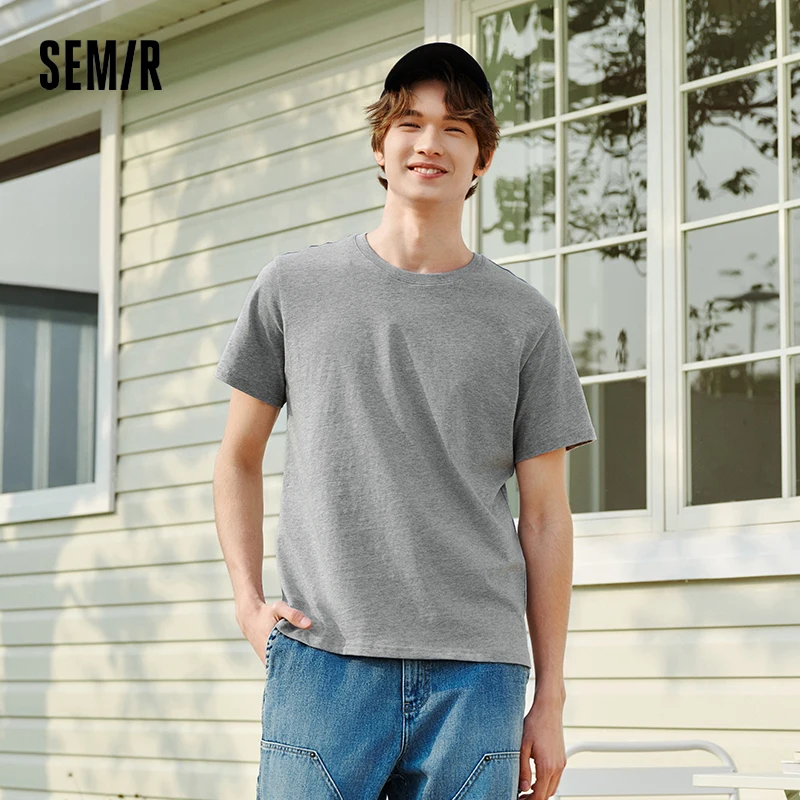

Semir Short Sleeve T-Shirt Men Pure Cotton Bottoming Shirt 2025 New Spring Solid Color Inner Layer Top Versatile White T-Shirt