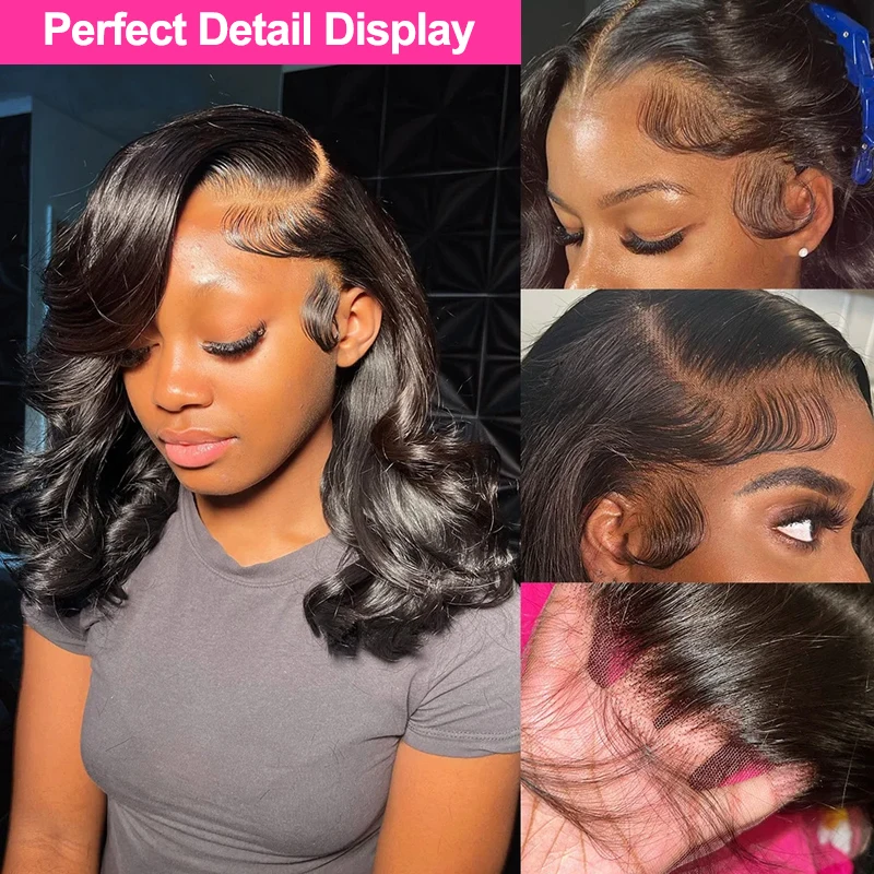Glueless Short Bob Wig Human Hair 13x5 HD Lace Front Wig Pre Plucked Pre Cut Lace Frontal Wigs for Women No Glue No Gel Quick image 5