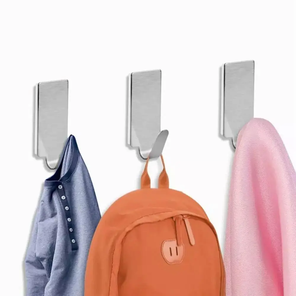 1/6 قطعة المطبخ الحمام حمالة تعليق جدارية هوك صغيرة حمام من الفولاذ المقاوم للصدأ المنظم ذاتية اللصق متعددة الأغراض منشفة رف شماعات #1