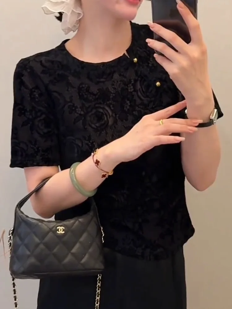 

Новинка: Модный универсальный летний топ больших размеров с кружевными вставками и цветочным узором, прямого кроя, стройнящий, для повседневной носки