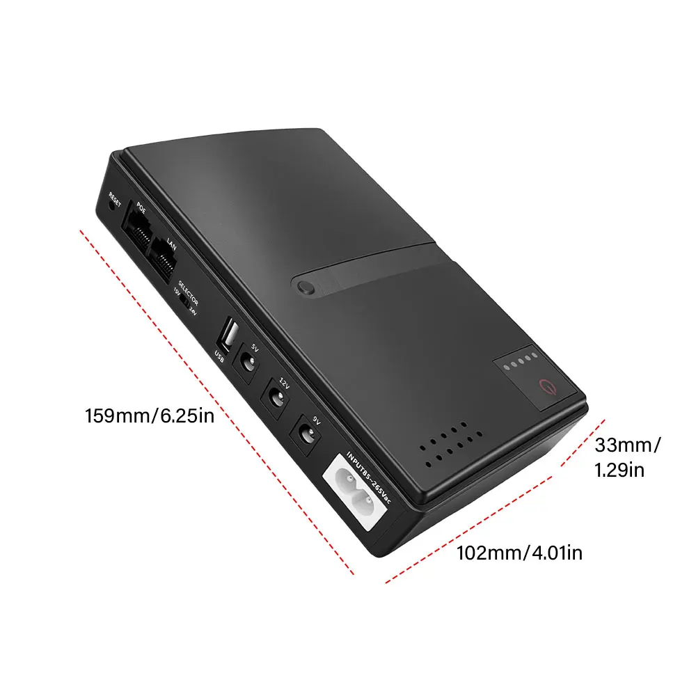 UPS Uninterruptible Power Support 5V/9V/12V Backup Battery Power Supply for Router/Modem/Security Camera (Without Battery) view 6