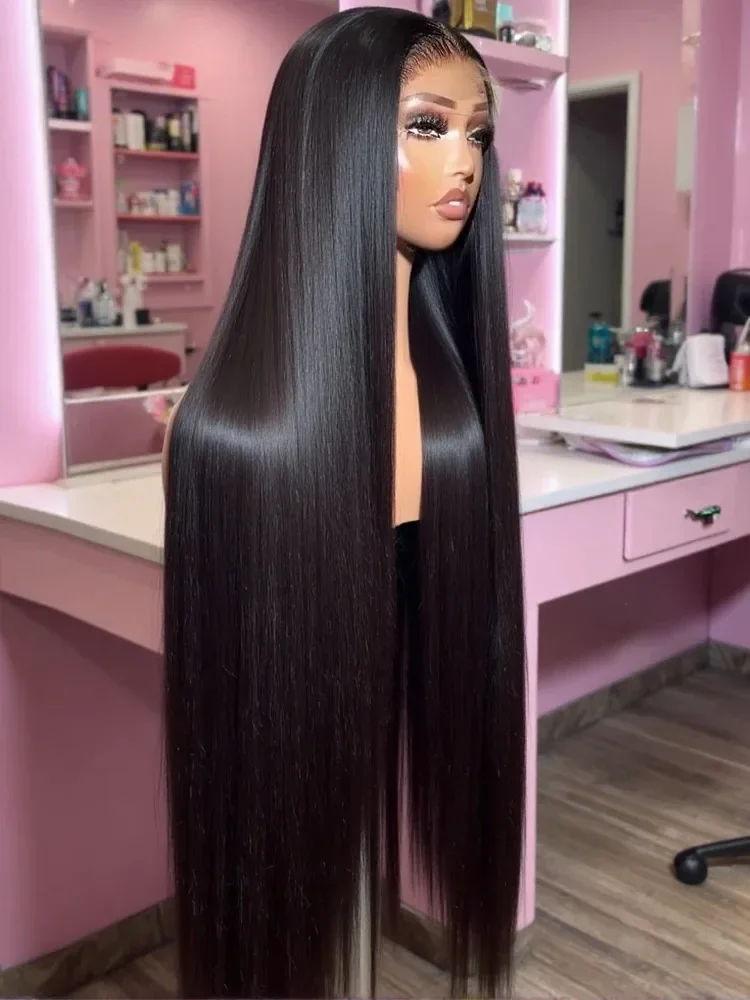 

Парик из натуральных волос 13x4 13x6 HD Bone Straight, прозрачный фронтальный парик с кружевом, плотность 250%, 30-40 дюймов, предварительно выщипанные пряди, для женщин