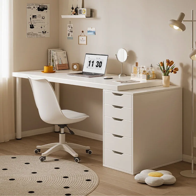

Study desk, bedroom, girl's home, fashionable computer desk, makeup desk, integrated cream colored study desk, office writing de