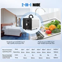 Générateur d'ozone 2 en 1, 60,000 mg/h, avec Mode Air et eau, purificateur d'air intelligent à grande capacité, élimination des odeurs pour la maison, la fumée 2