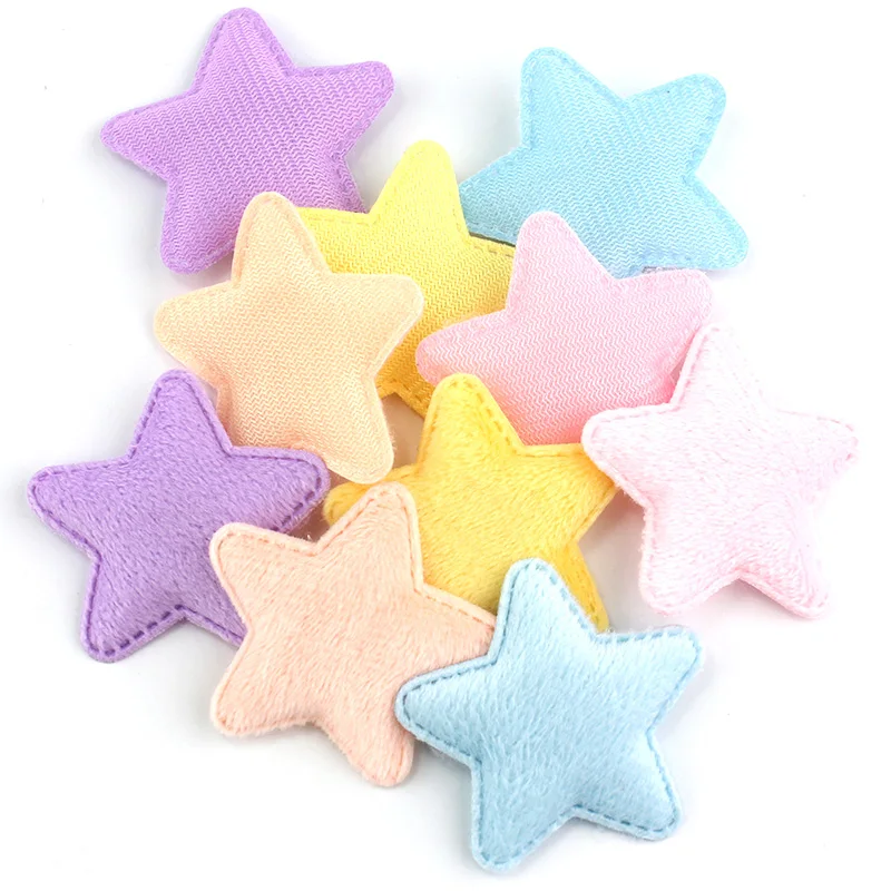 50Pcs 5.0cm Plush Star Furry Pentagram Padded Appliques For DIY Headwear Hairpin Crafts Decoration Clothing Accessories