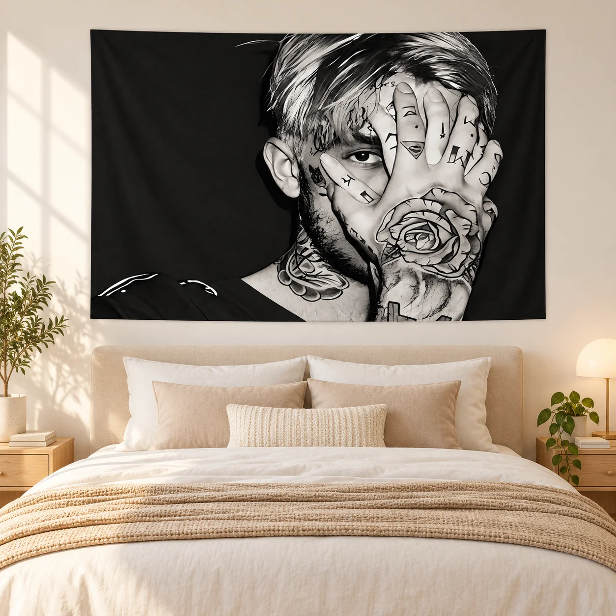 L-Lil P-Peep Seasonal Music Print Wall Tapestry, Festive Home Wall Hanging, Holiday Bedroom Living Room Decor, Home Decor Gift