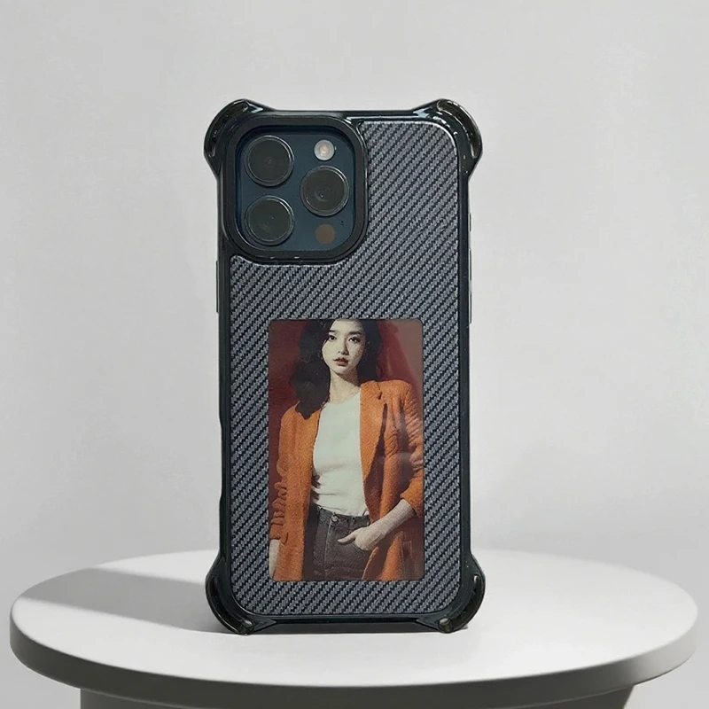 Aermy Ink screen phone case Kevlar carbon fiber texture Four-corner airbag 3.97 Inch Nfc for 14/15/16 Pro Max