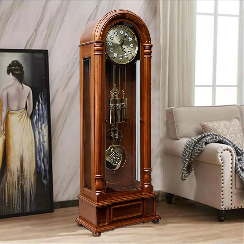 Retro floor Living room solid wood desk Mahogany atmospheric pendulum European mechanical
