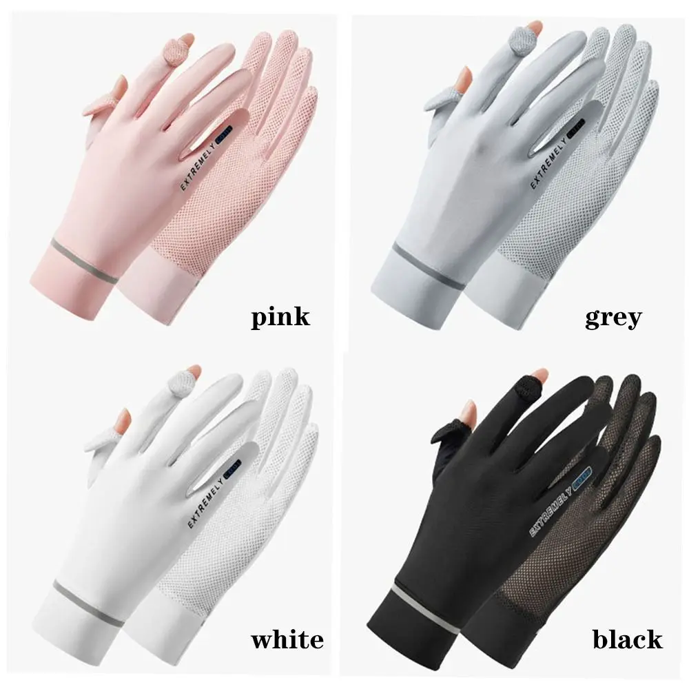 Guantes de protección solar Anti-UV, mitones finos, guantes de seda de hielo, moda de verano