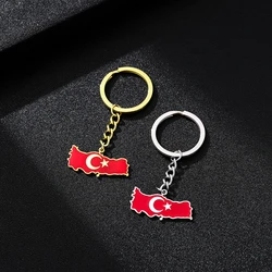 Fashion Türkiye Cumhuriyeti Map Flag Key Chain Stainless Steel Men Women Maps Keyring Jewelry Gift