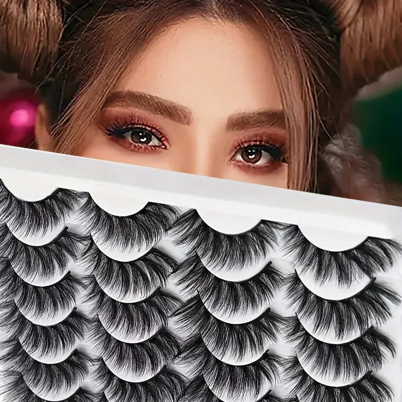 14 pares de pestañas postizas esponjosas 8D, ojos de mango naturalmente rizados con efecto 8D, adecuados para uso diario