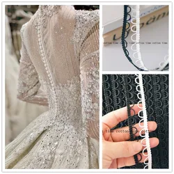 5Y cintura con bottoni a U cintura millepiedi in pizzo intrecciato fascia elastica bordo curvo cucito fai da te abito da sposa asola accessori ad anello