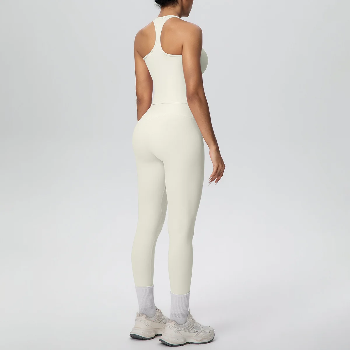 

Women's Brushed Backless Yoga 2-Piece Set Tight High Waist Hip-Lifting Sports Fitness Suit Running Gym Leggings Sportswear