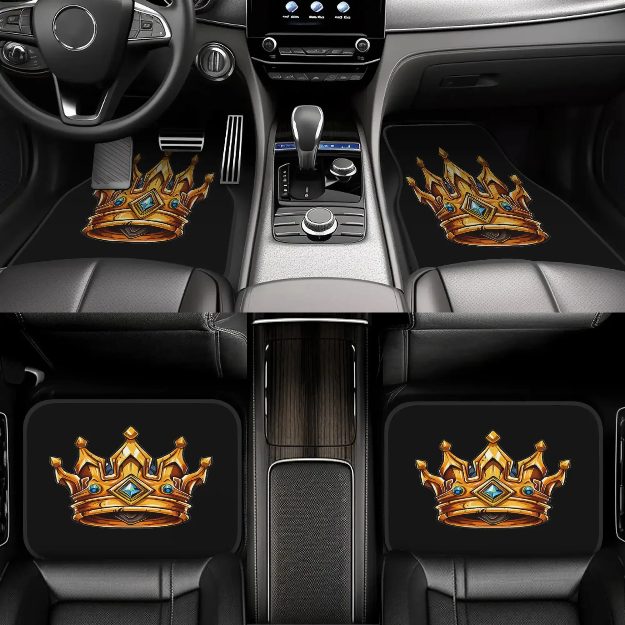 Set Of 4 Crown Of Legends Car Floor Mats, Sturdy And Designed To Fit Vehicles, Perfect As Gifts, Interior Mats With A Fun Design