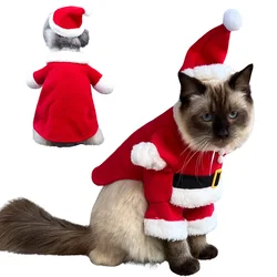 Pet Cat Cosplay Costumes Funny Christmas Party Dress Up Kitten Clothes for Small Medium Cats Winter Cozy Cat Santa Jacket Coat