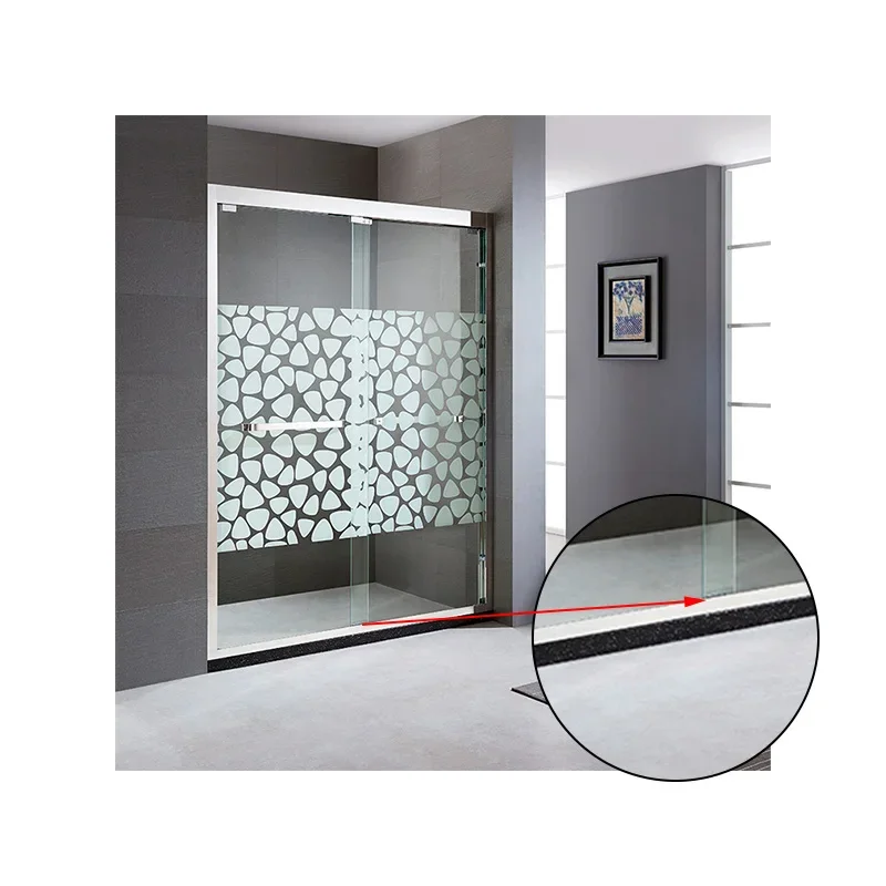 Wholesale Customised Waterproof Tempered Thickened Glass Shower Screens Stainless Steel Frames Shower Sliding Doors With Decals