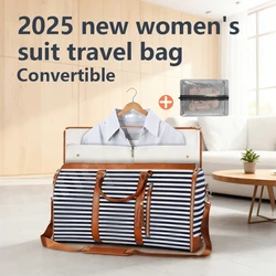 2025 New Women's Large Capacity Waterproof Travel Business Convertible Folding Suit Bag 2 in 1 Portable Carry-On Garment Bag
