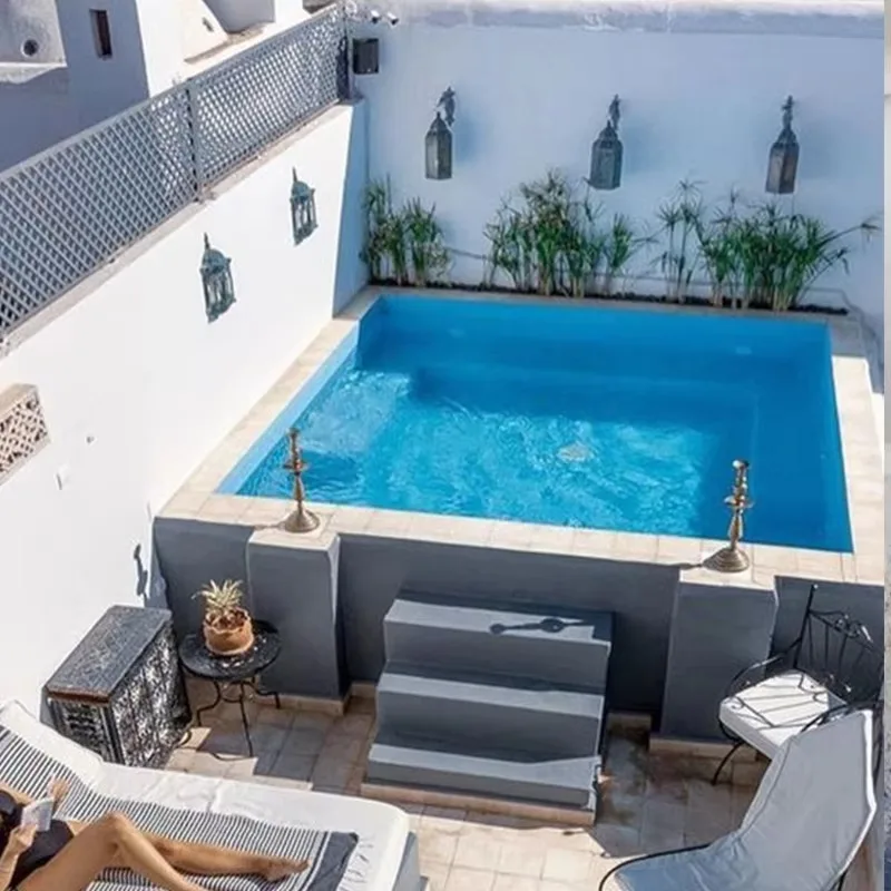 Outdoor FRP Fiberglass Jacuzzi Swim Spa Pool Above Ground Cold Plunge Swimming Pool Small Size Mosaic Tiles Wholesale
