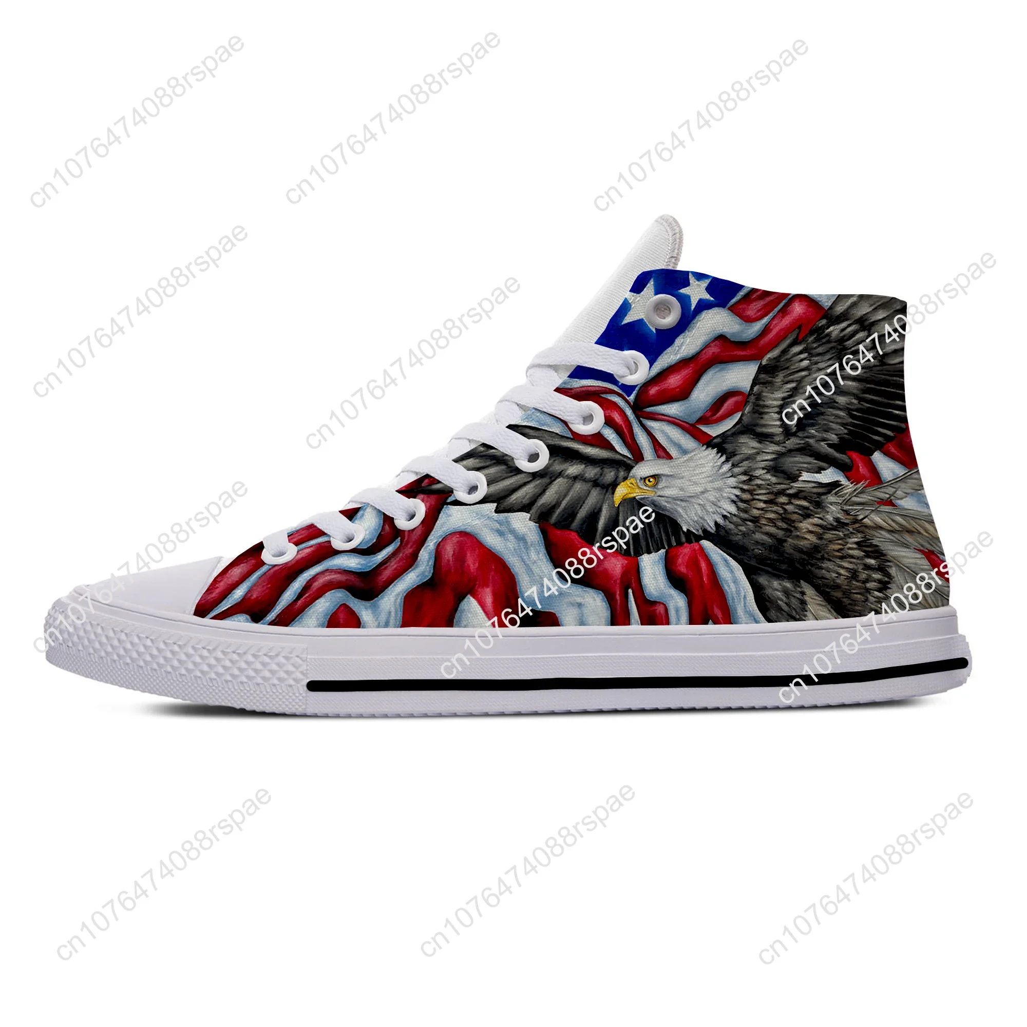 USA US American America Flag Eagle Patriotic Casual Cloth Shoes High Top Lightweight Breathable 3D Print Men Women Sneakers