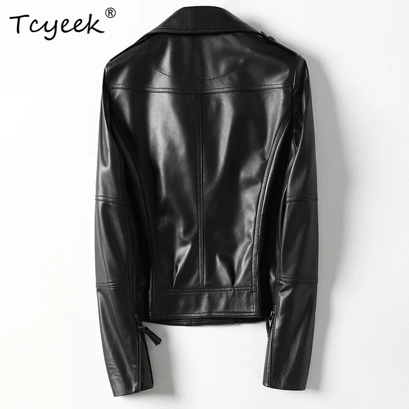 Tcyeek 100% Genuine Leather Jacket Woman Short Women Leather Jacket Slim Fit Motorcycle Jackets Autumn Women Clothes 2026 Casaco