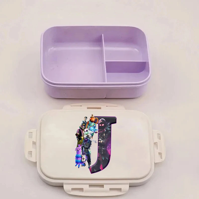 Fiambrera Fortnites Bento, contenedores de almacenamiento de alimentos nocturnos de fortaleza de Anime, A-Z con letras impresas, fiambrera de Picnic para niños, estuches para cena de oficina