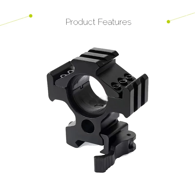 

Three Sided Guide Rail Optical Sight Flashlight Holder, 1.25 Inches, 30mm Tube Ring, 20mm Weaver, Picatini Mounting Base