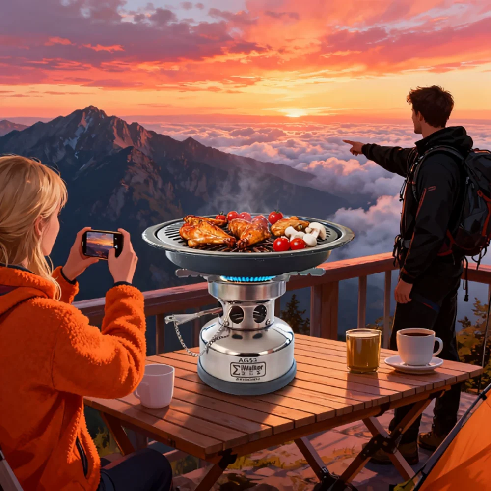 IWALKER AG53 Benzinkocher, tragbarer Mini-Campingkocher aus Edelstahl mit hoher Leistung und geräuschlosem Brenner, Outdoor-Reisen und Picknicks – Detail 22