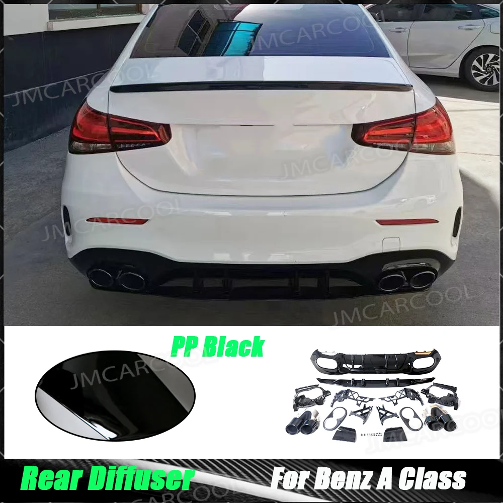 

Black Rear Bumper Lip Diffuser with Exhaust Tips +Brackets For Mercedes Benz A Class W177 A180 A200 A250 A35 A45 Hatchback 2020+