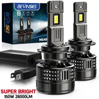BEVINSEE V55 H7 H4 H11 bombillas de faros LED 28000LM 150W 9005 HB3 9006 HB4 9012 HIR2 luces antiniebla LED CANbus Turbo superbrillante 12V