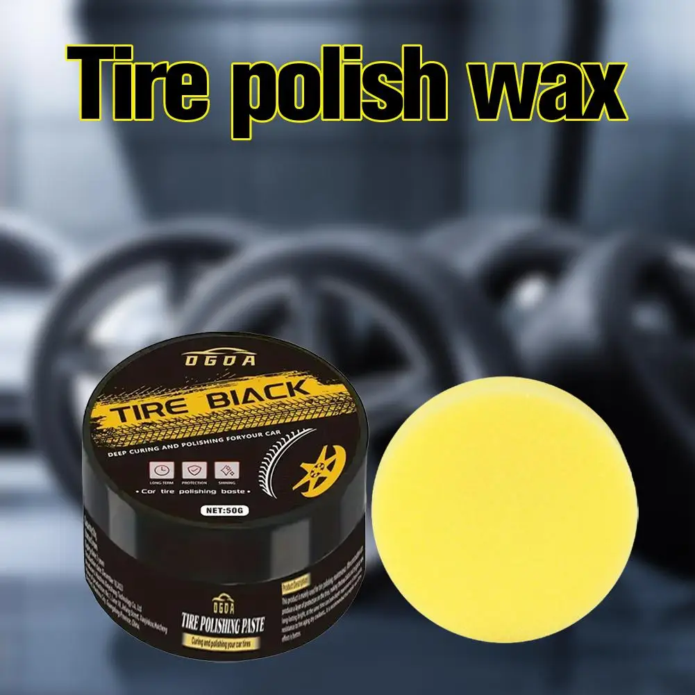 

50 г средство для чистки автомобильных шин, ремонтная паста, польская паста с глянцевым глянцевым стойким кремом, губка для ухода за колесами Coa V0M2