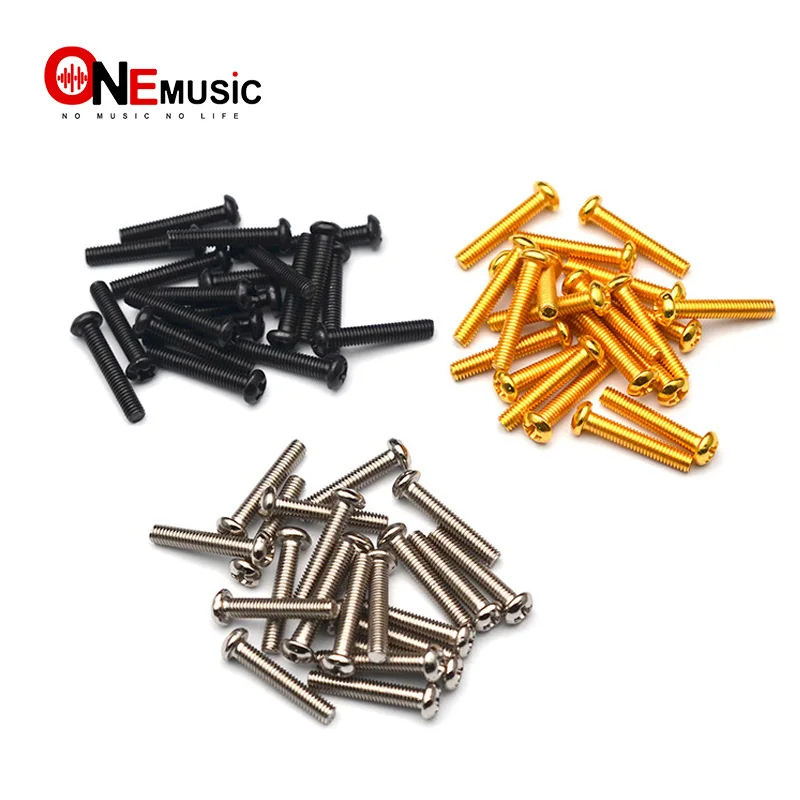 50Pcs Guitar Screws Electric Guitar Saddle Adjust Screws M3x18mm for Guitar Bridge Saddle Black/Gold/Chrome