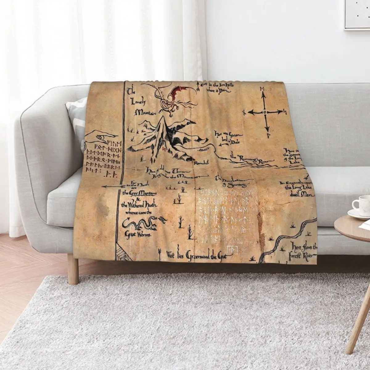 

map of the lonely mountain, Erebor Throw Blanket blankets ands Sofa Designers Cute Plaid Blankets