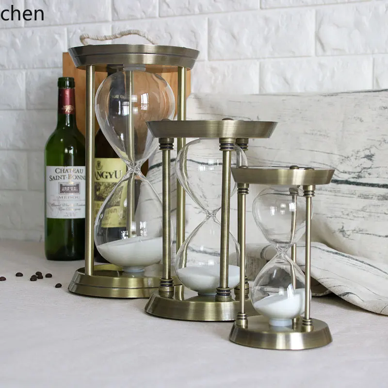 LXC Creative Simple Metal Hourglass Timer Ornament Home Decor Living Room Study