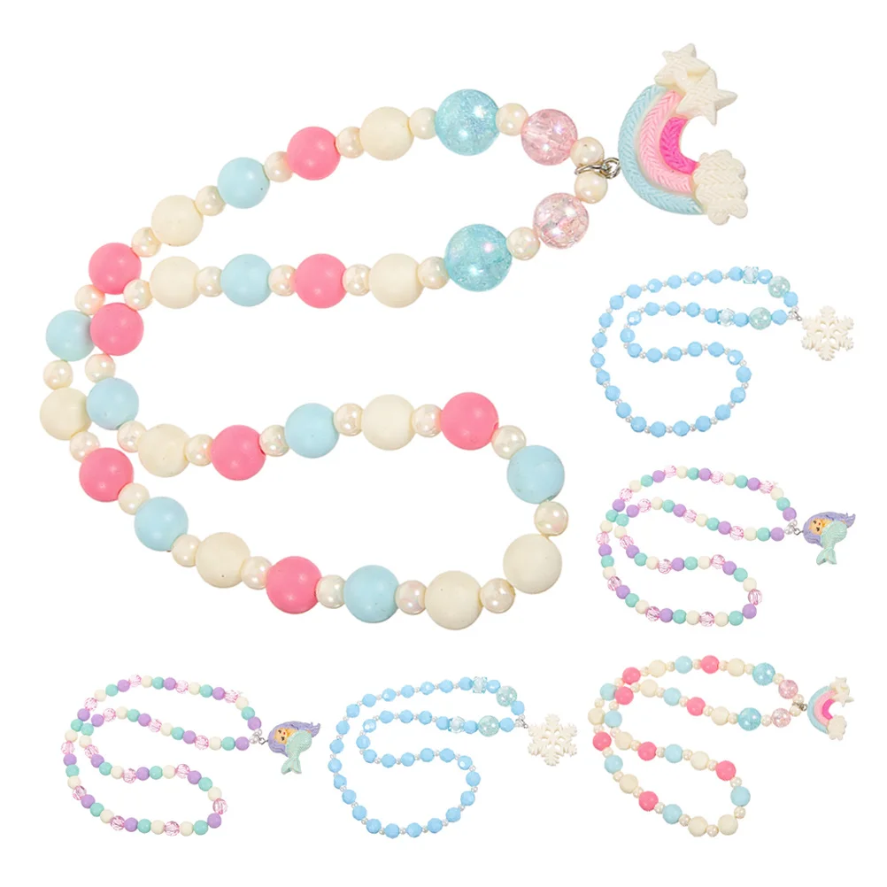 

6pcs Resin Necklace Necklace For Colorful Pendant Beach Jewelry Fashion Neck Decor Festival Gift