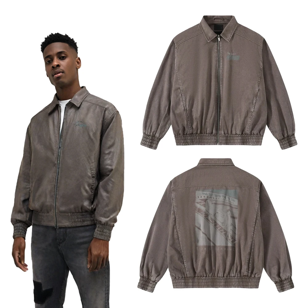 

Винтажная уличная одежда, мужские потертые куртки на молнии с принтом, хип-хоп, уличный стиль, ретро, повседневные тяжелые хлопковые зимние пальто