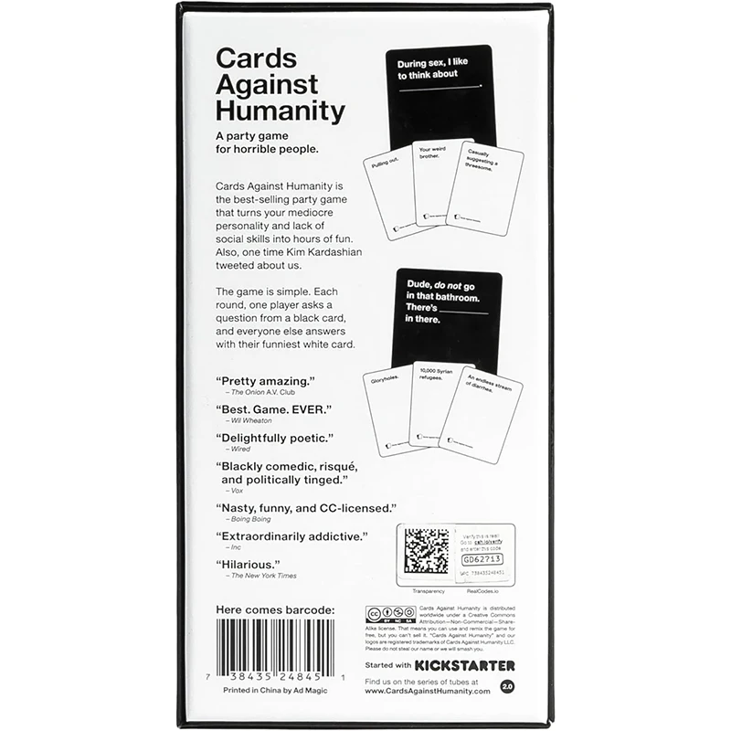 Cards Against Humanity Casual Party English Board Game Cards - A Hilarious and Edgy Party Game for Adults