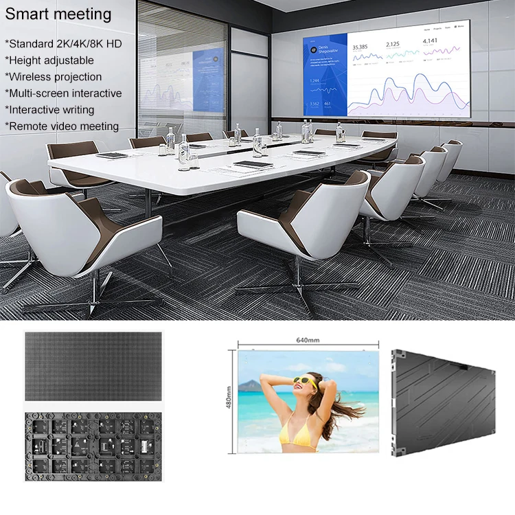 Écran TV intelligent Ultra HD d'intérieur de 163 pouces, affichage LED P1.25P1.56 P1.875 pour l'enseignement et la conférence