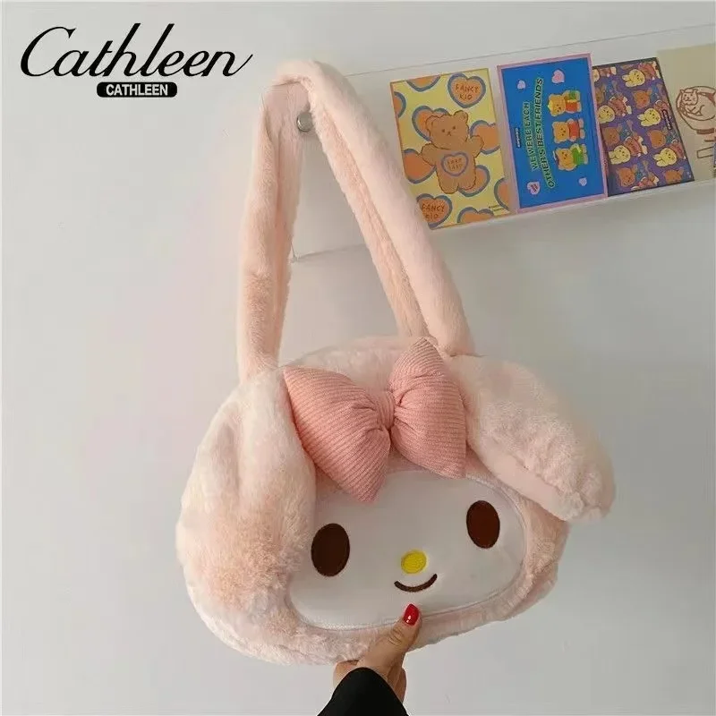 Sanrio My Melody Kuromi Cinnamoroll Kawaii Cute Anime Cartoon Peripheral Women's Plush Fashion Handbag Holiday Gift Wholesale