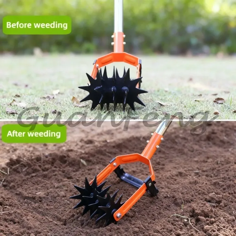 Upgraded Adjustable Hand‑Held Rotary Cultivator Tiller, Multifunctional Soil‑Loosening Ploughing Tool for Lawn and Gardening
