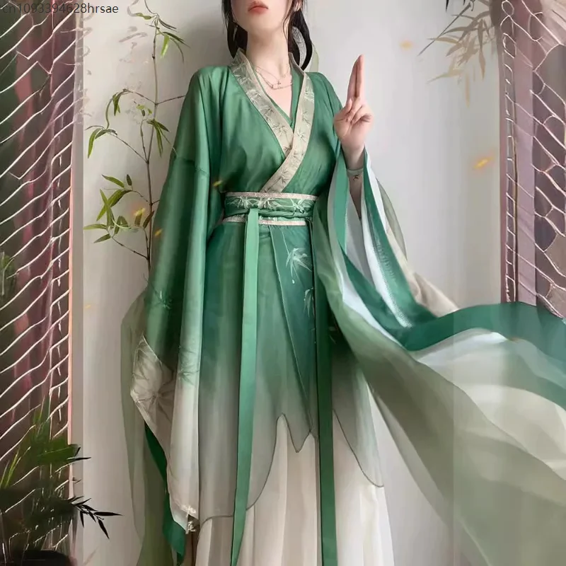 

Hanfu Dress Women Carnival Cosplay Costume Party Outfit Ancient Traditional Vintage Green White Hanfu Chic Dress